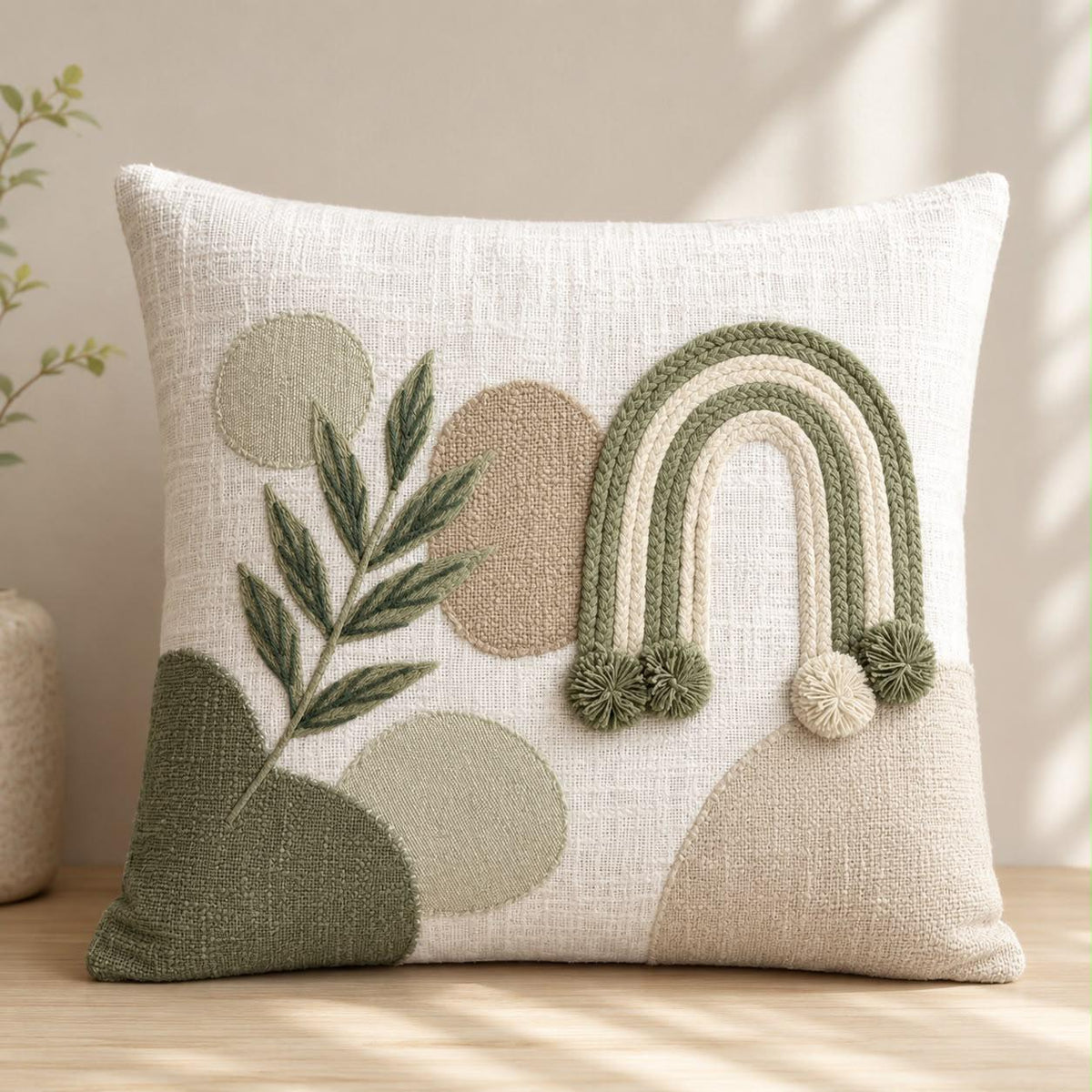Sienna Boho Hand-Embroidered Cotton Cushion Cover – Set of 2