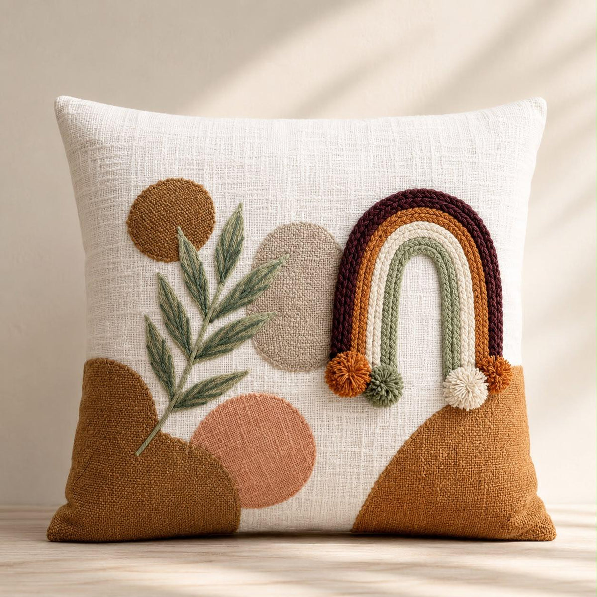 Sienna Boho Hand-Embroidered Cotton Cushion Cover – Set of 2