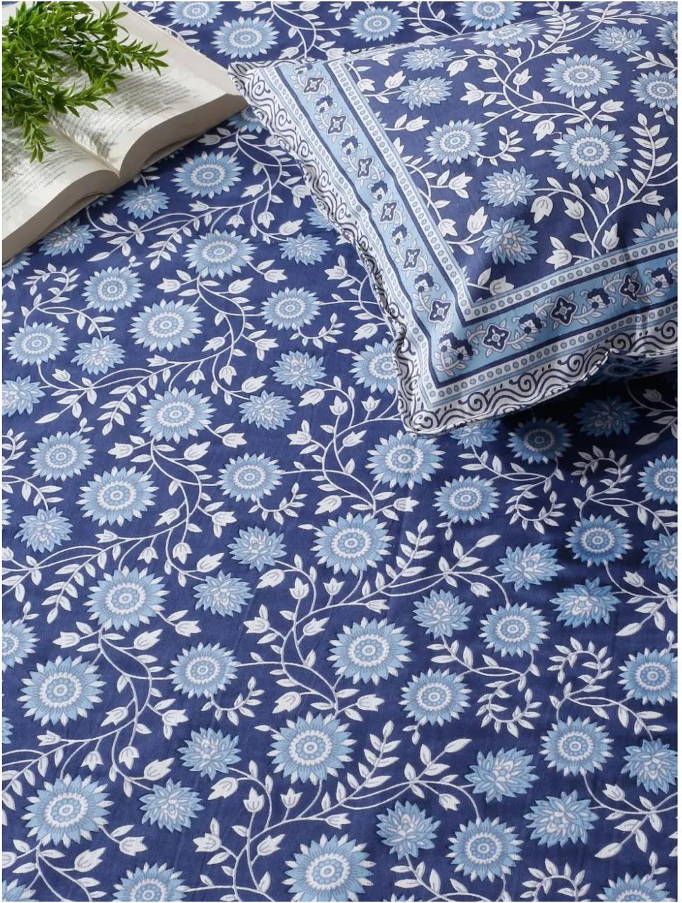 Azure Bloom Bedsheet Set