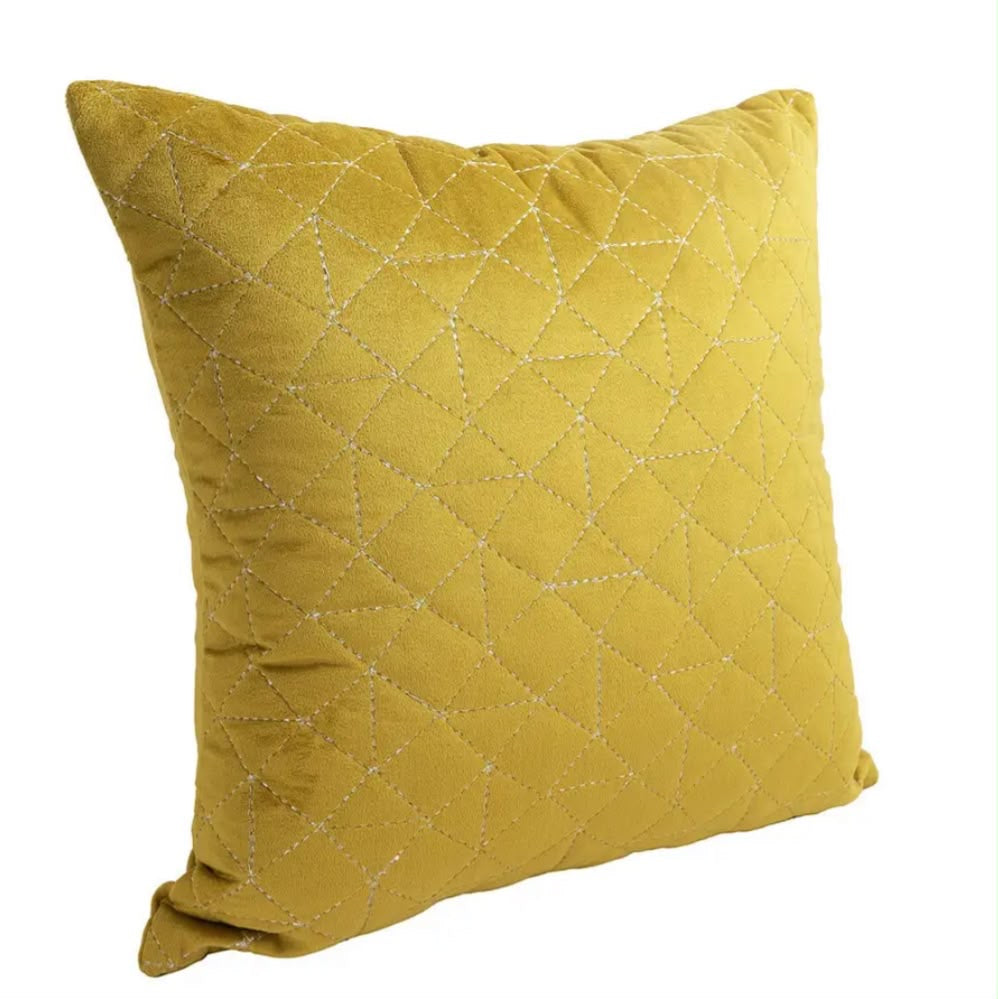 Mustard Quilted Velvet Cushion Cover – Set of 2