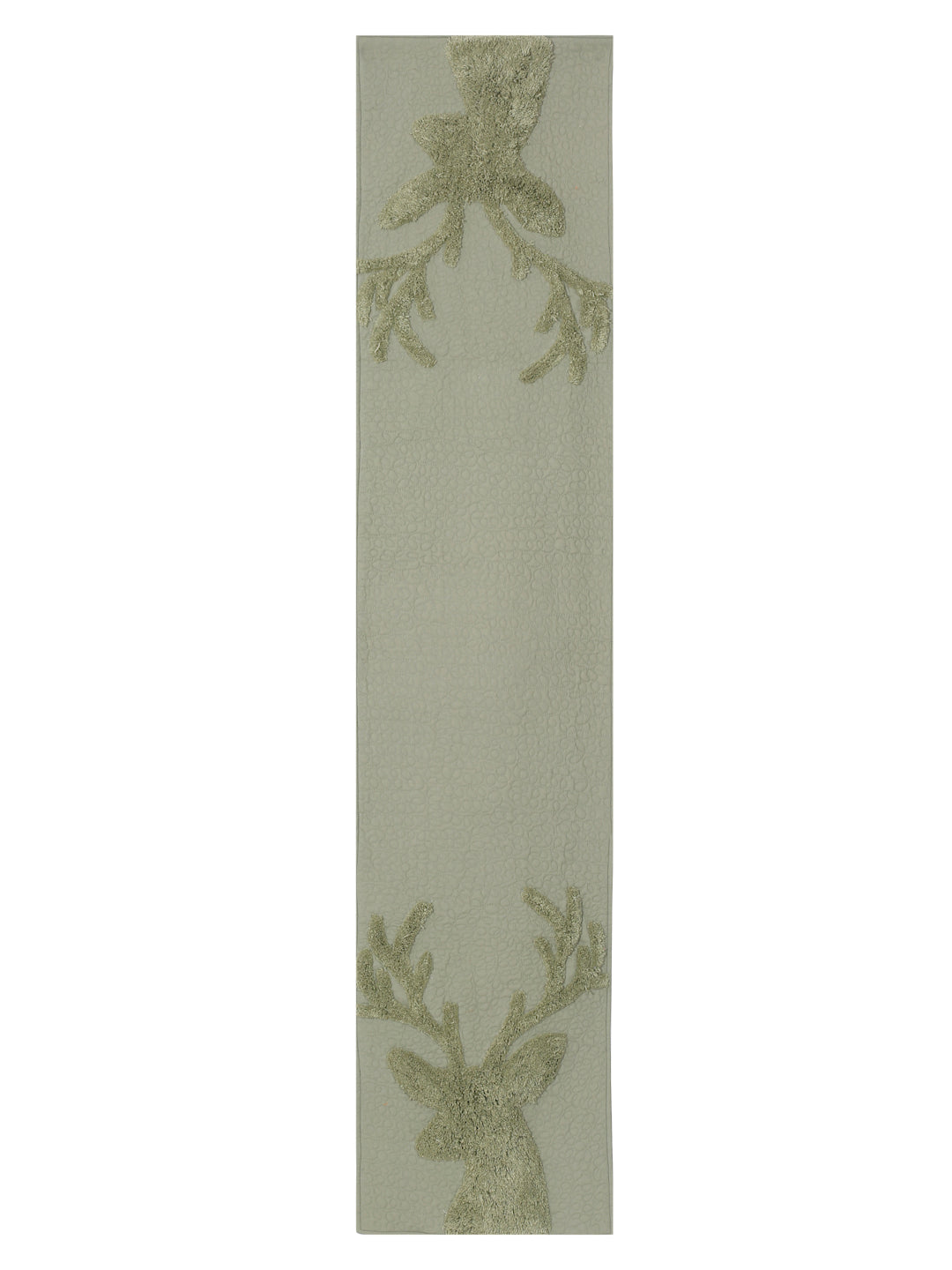 Olive Green Reindeer Tufted and Quilted Table Runner