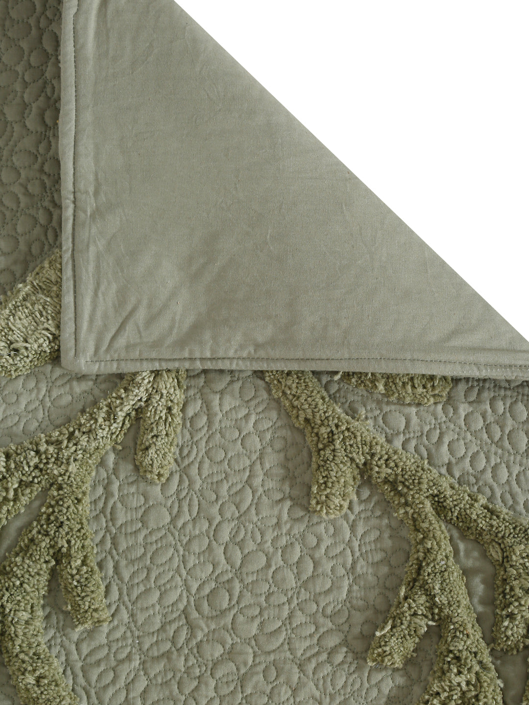 Olive Green Reindeer Tufted and Quilted Table Runner