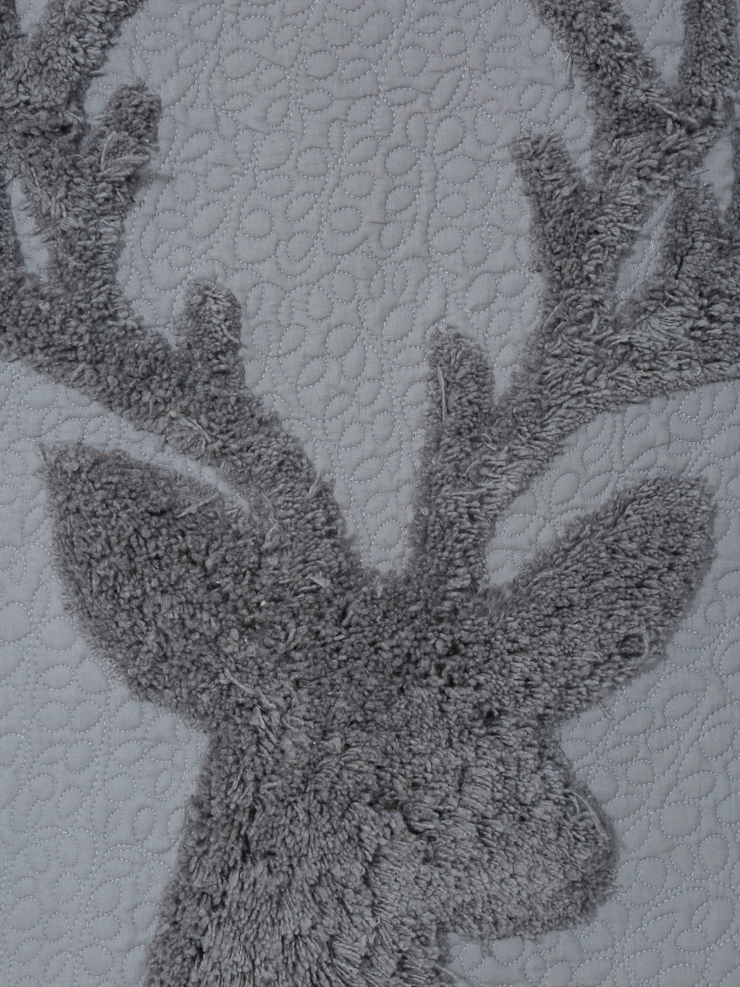 Gray Reindeer Tufted and Quilted Table Runner