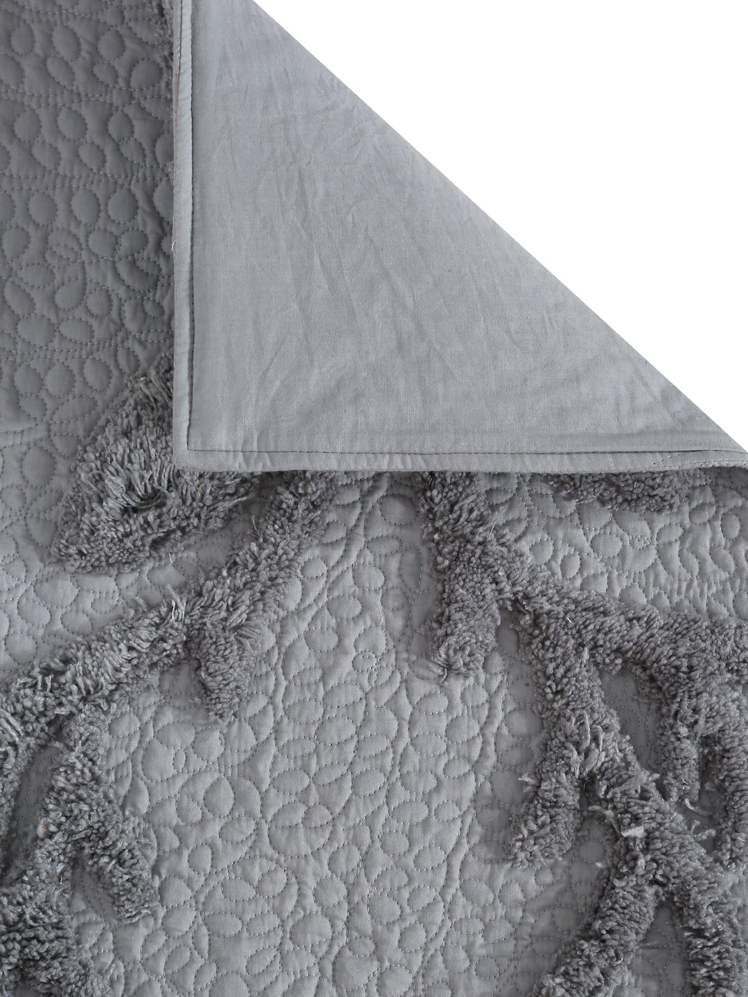 Gray Reindeer Tufted and Quilted Table Runner