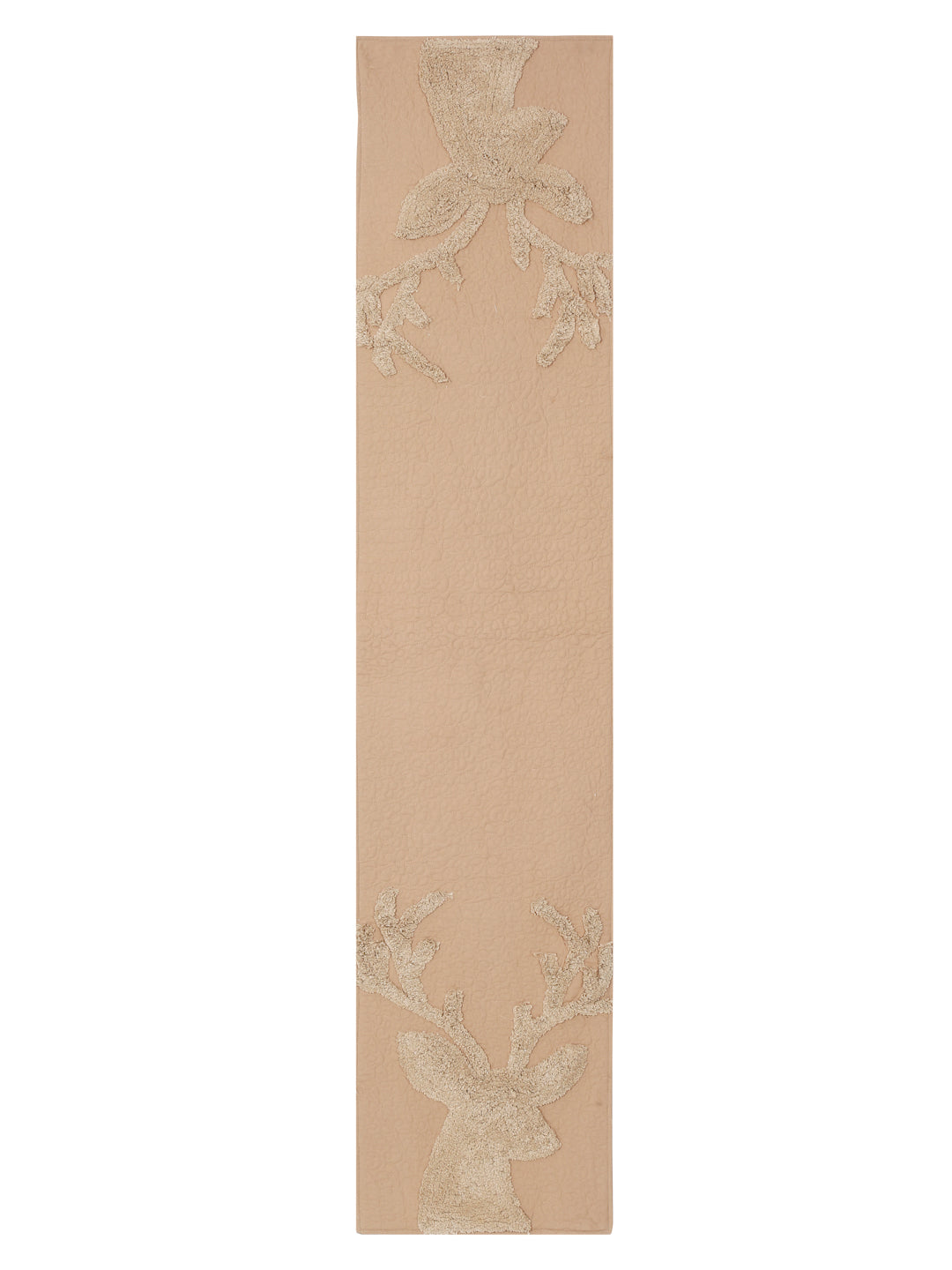 Beige Reindeer Tufted and Quilted Table Runner