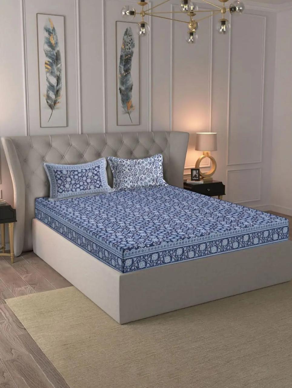 Azure Bloom Bedsheet Set