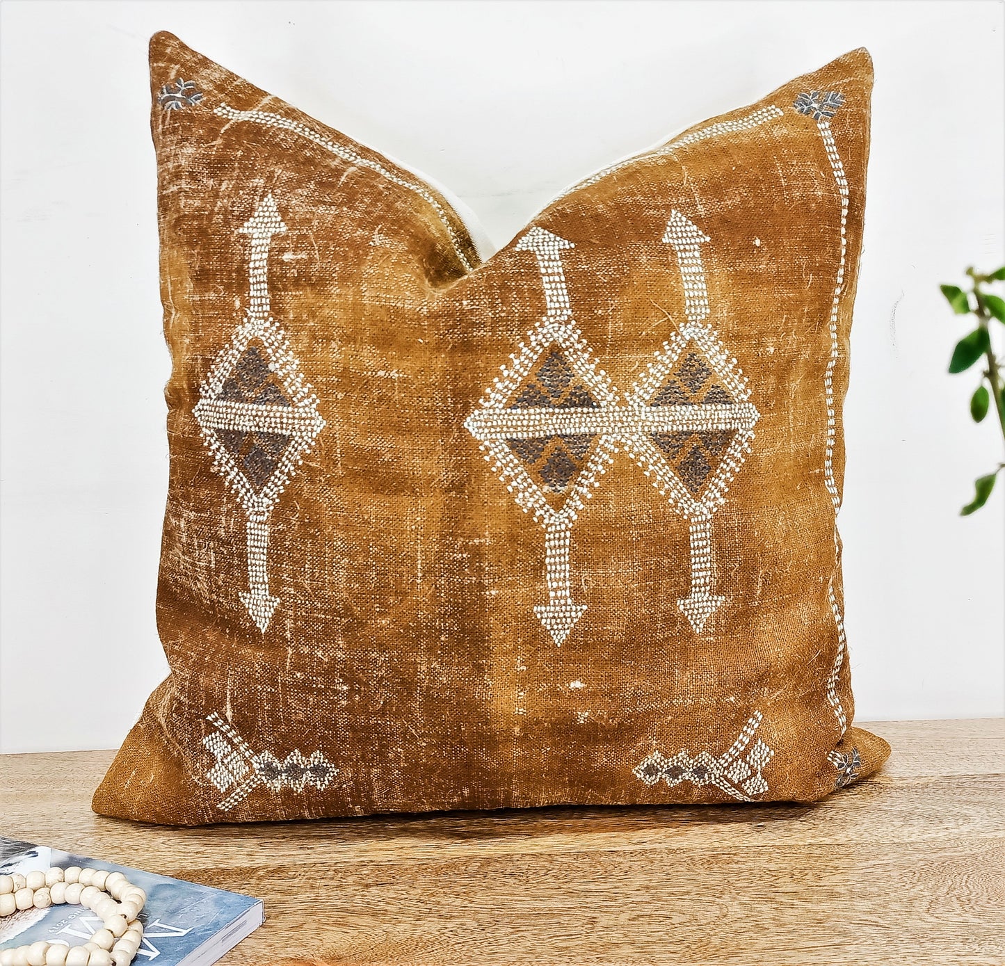 Embroidered Boho Linen Pillow Cover