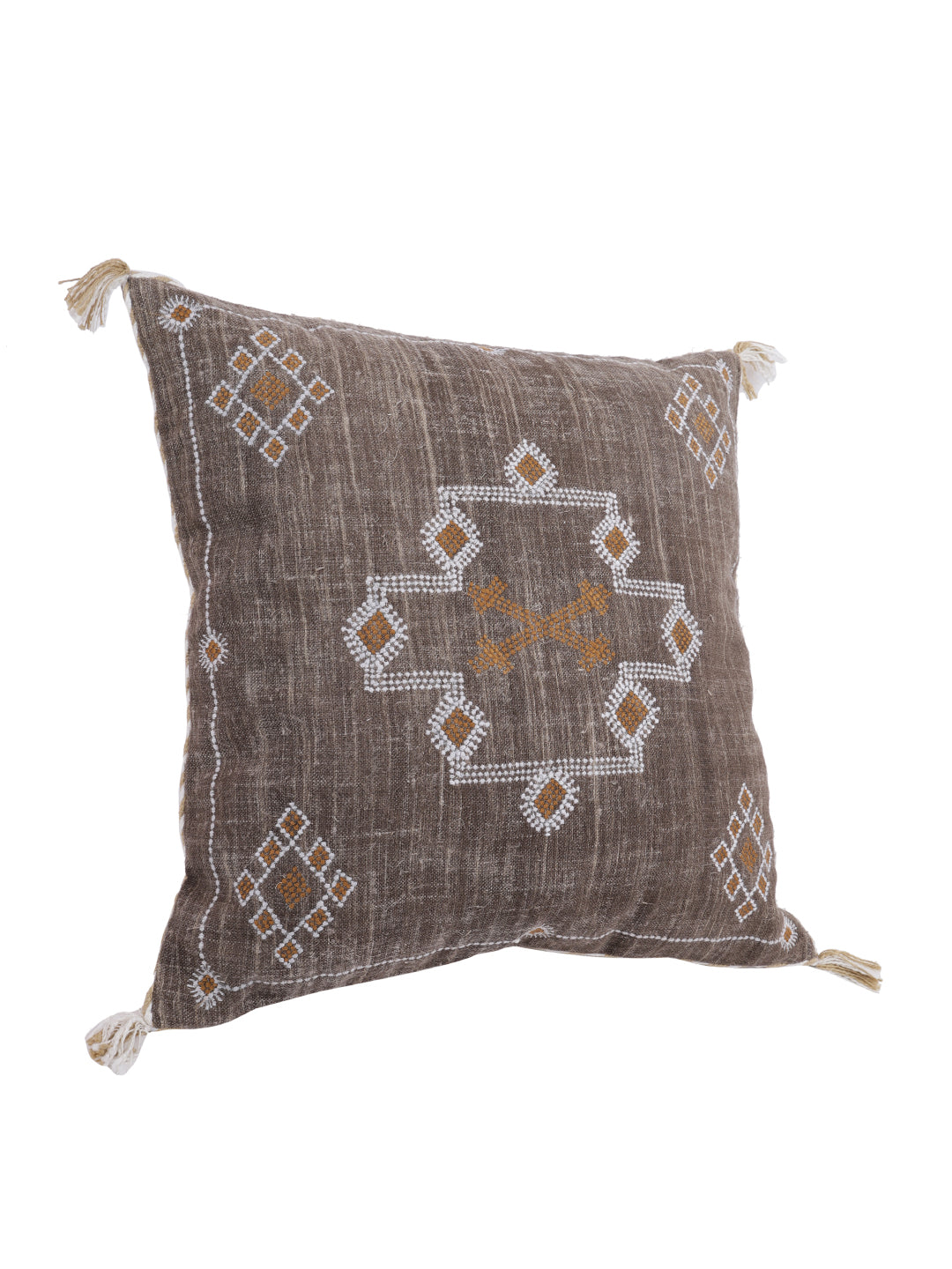 Embroidered boho linen pillow cover