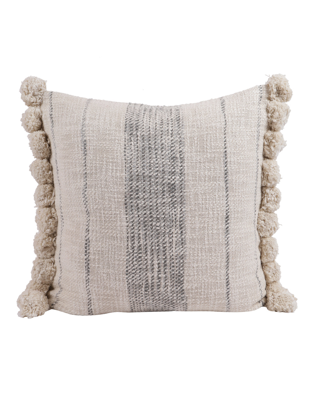 Stripe Pom Pom Pillow Cover