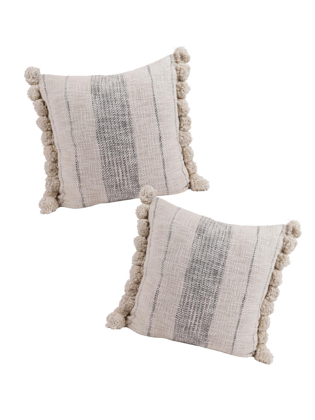 Stripe Pom Pom Pillow Cover