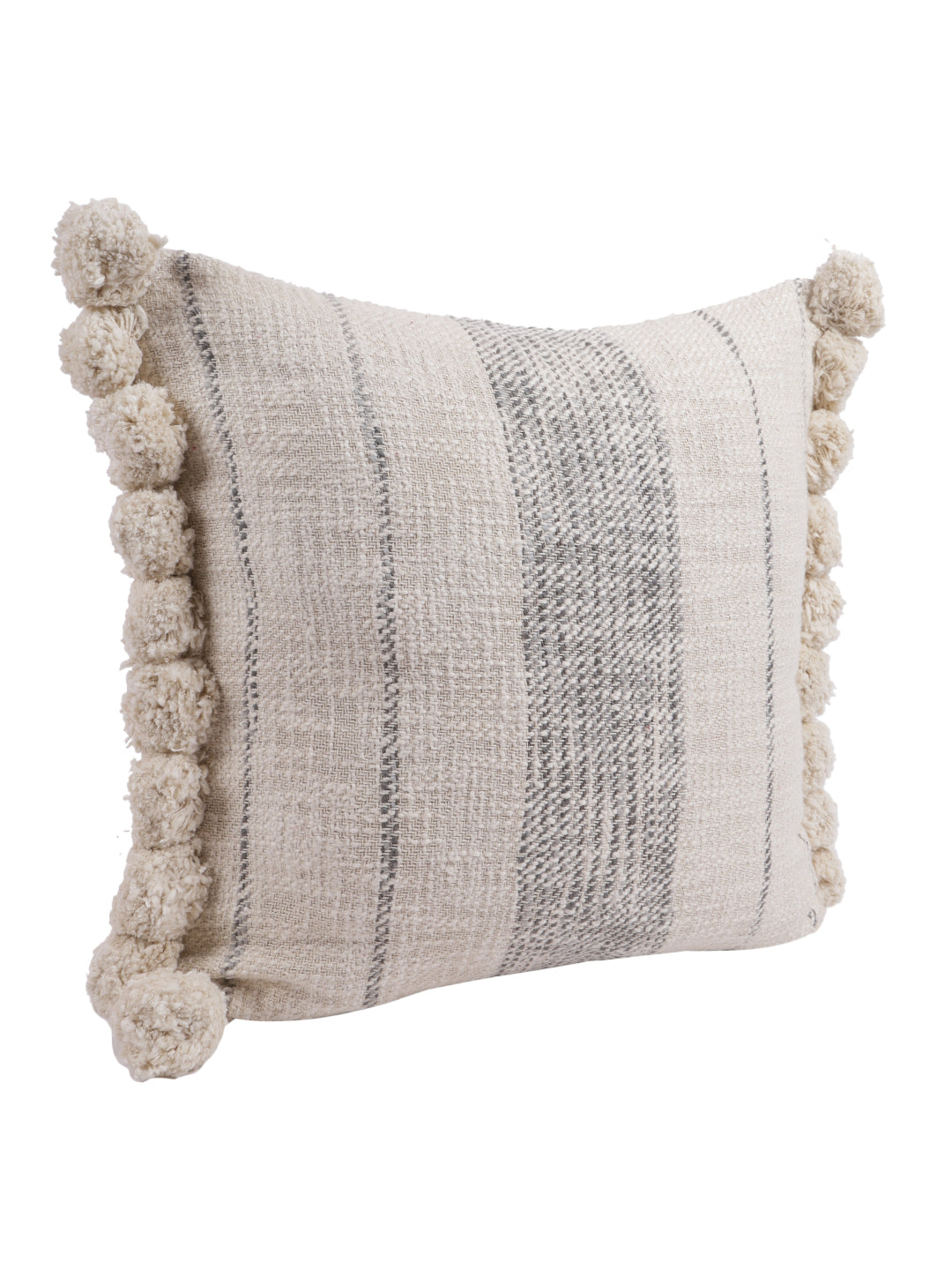 Stripe Pom Pom Pillow Cover