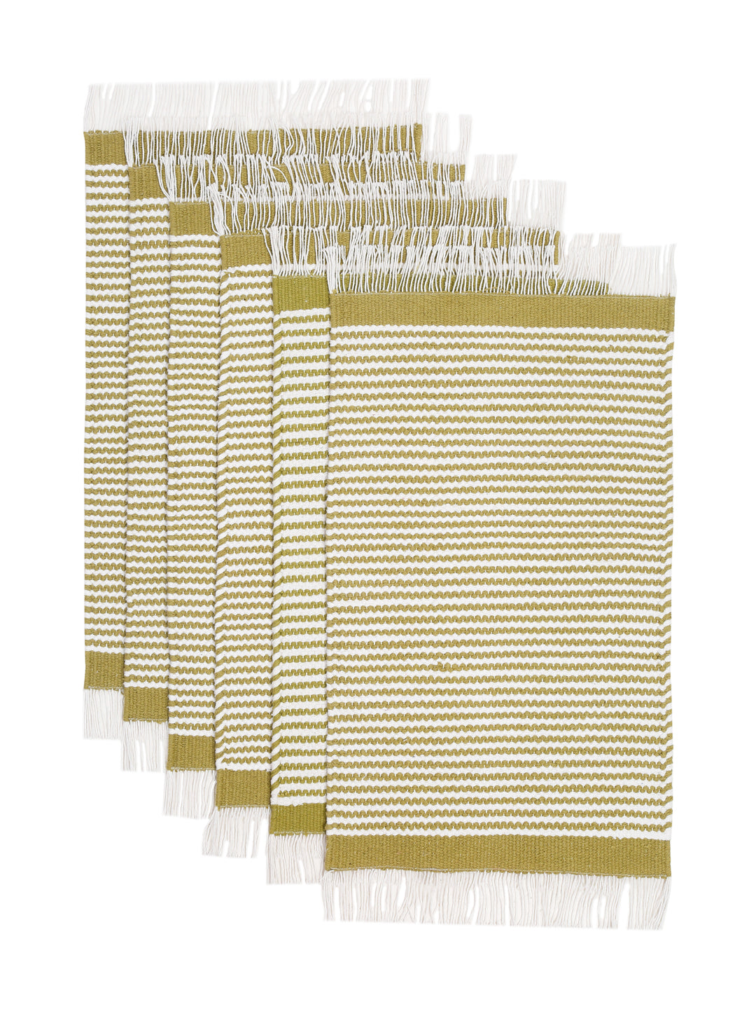 Olive Green Woven Stripe Table Placemats