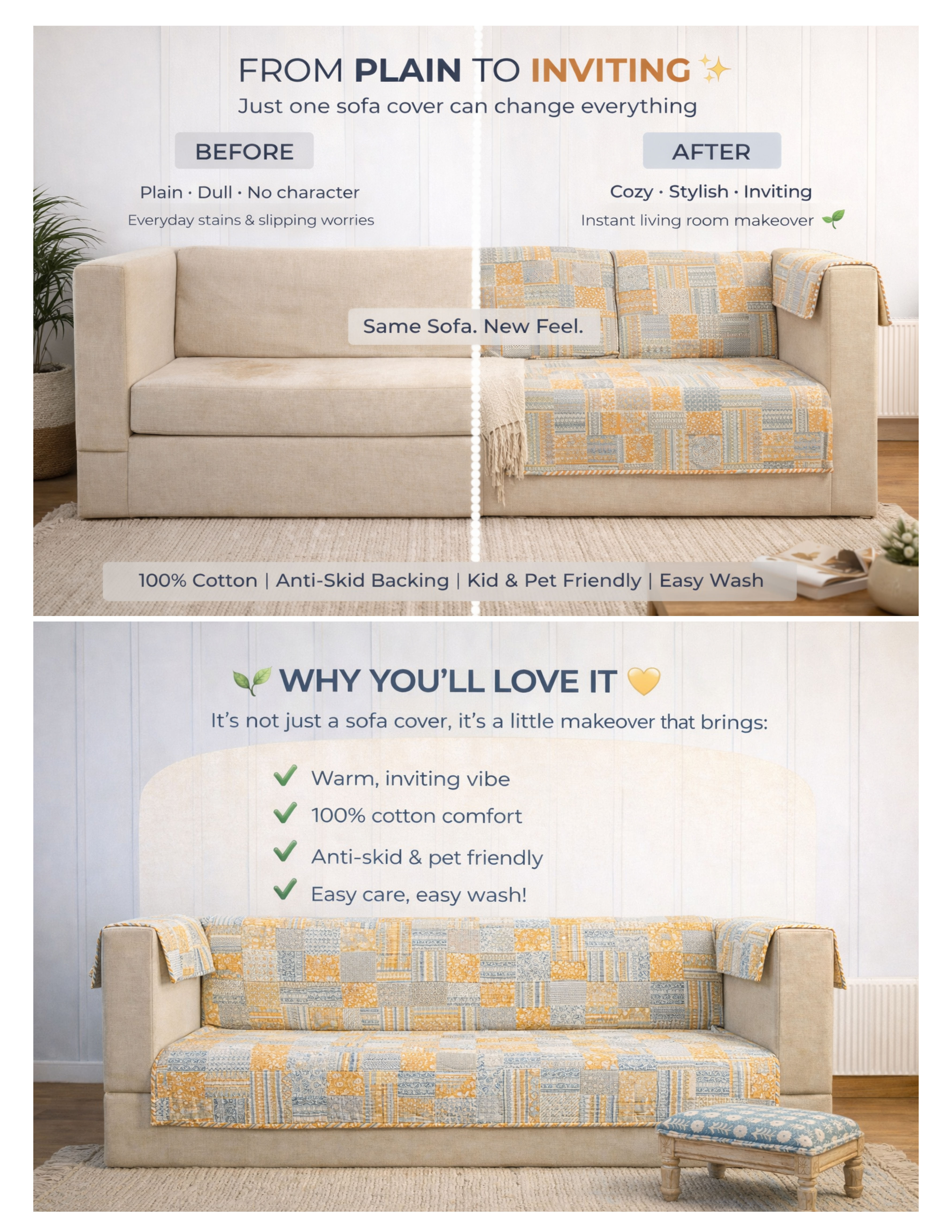 Mosaic Quilted Sofa Cover