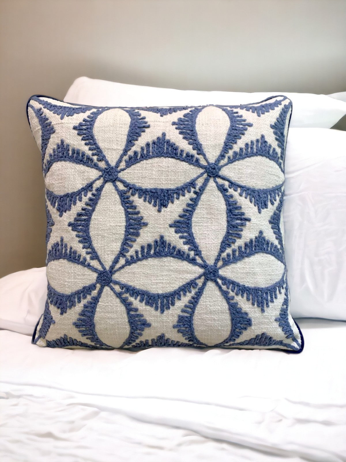 Embroidered Cosmic Blue Pillow Cover