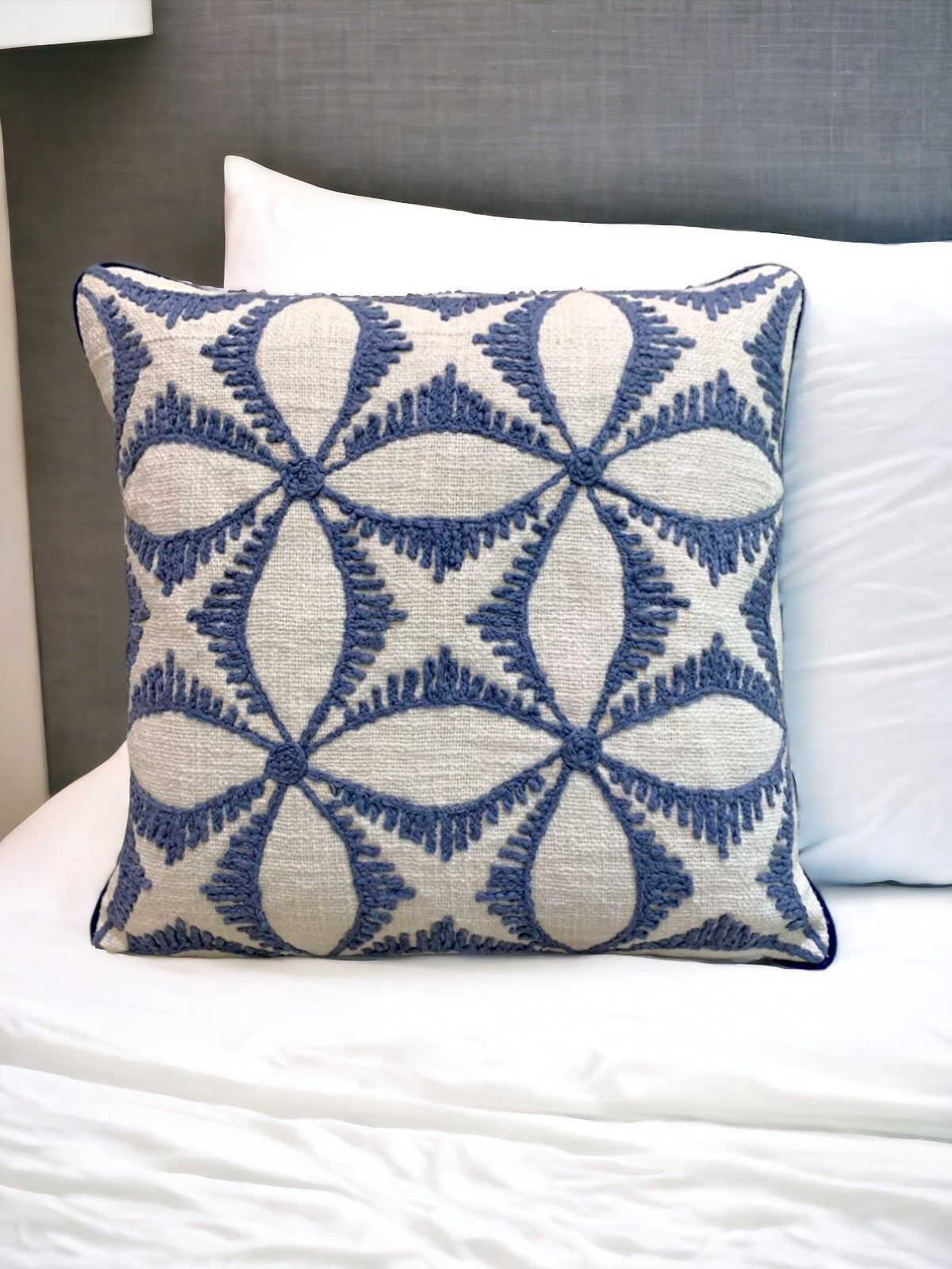 Embroidered Cosmic Blue Pillow Cover