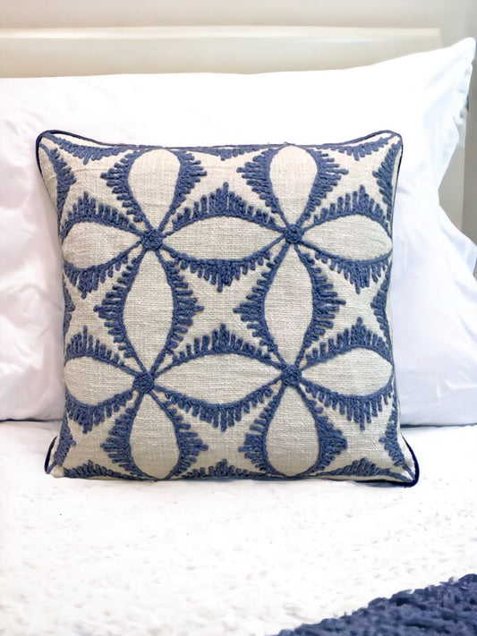 Embroidered Cosmic Blue Pillow Cover