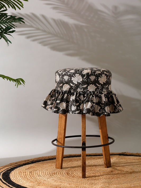 Hand block printed bar stool cover