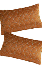 Terracotta Quilted Velvet Pillow Cover - Set of 2