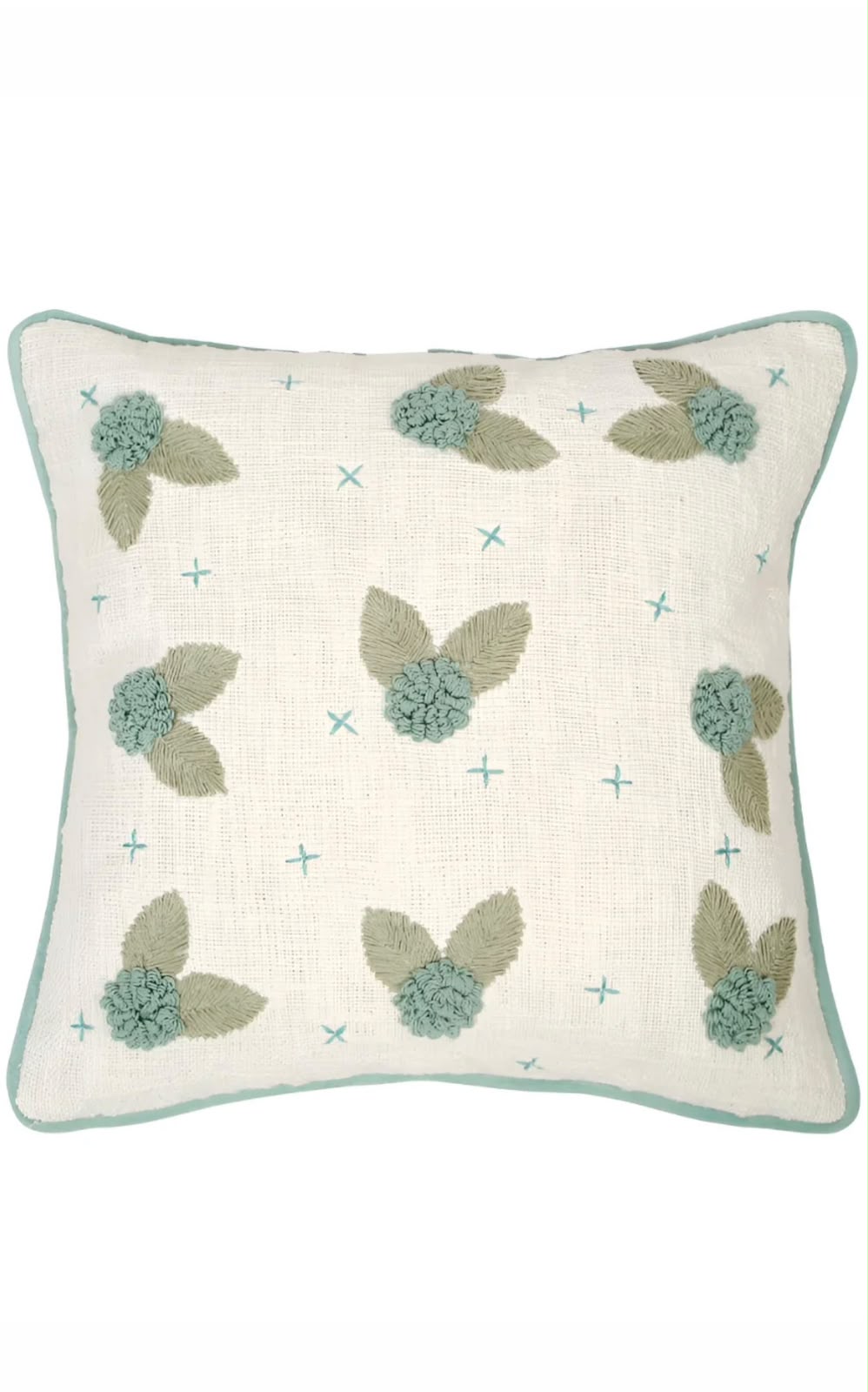 Oceanmint Embroidered Cushion Cover
