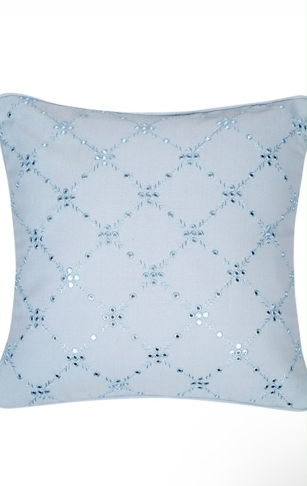 Turquoise Mirror Embellished Cushion Cover
