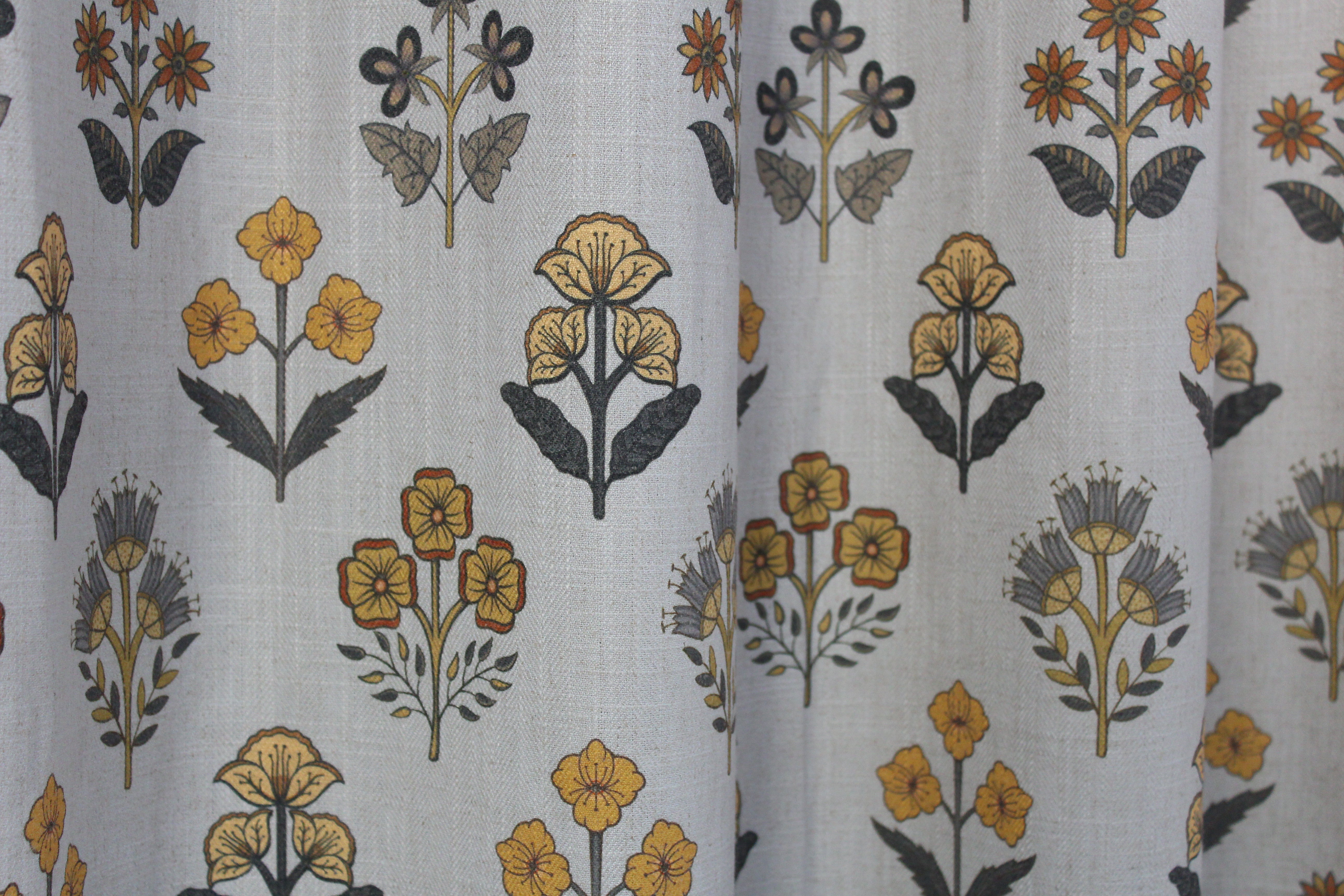 Solvane Floral Linen Blend Curtain