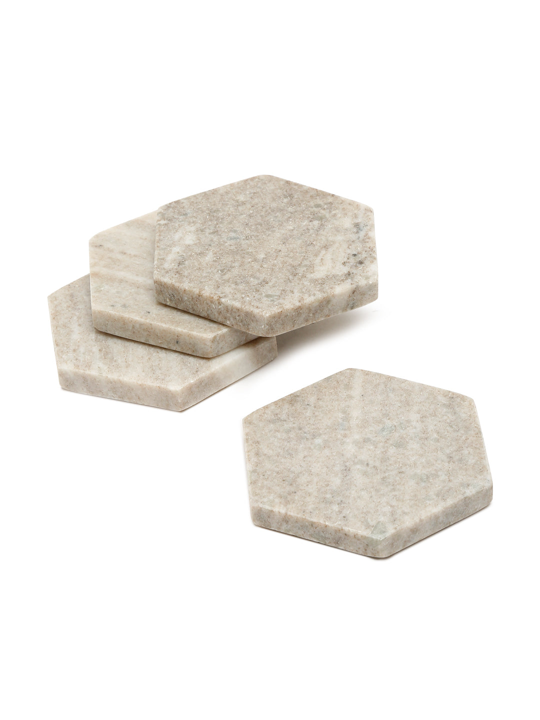 Set of 4 Hexagonal Marble Coaster Set