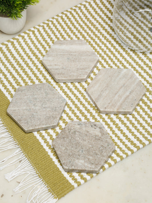 Set of 4 Hexagonal Marble Coaster Set