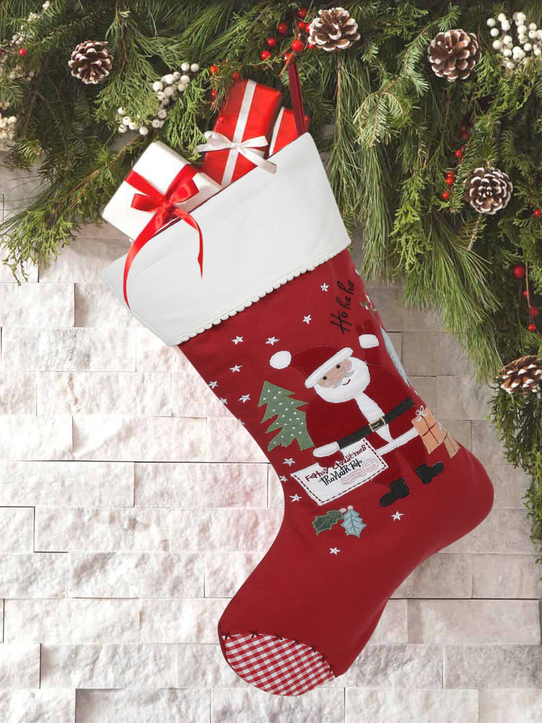 Decorative embroidered cotton stocking