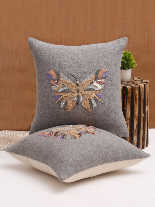 Cotton Boucle Butterfly Pillow Cover