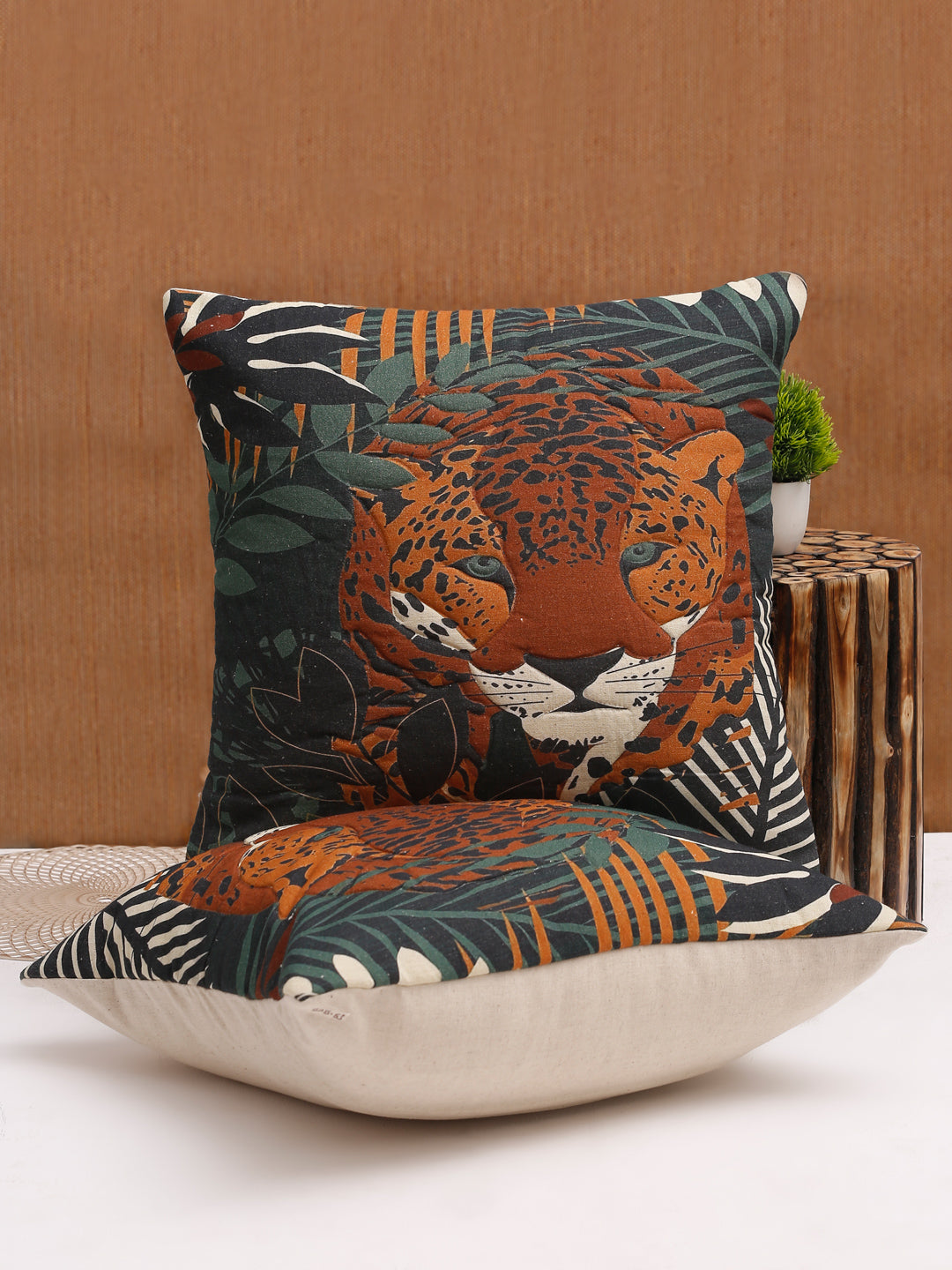 Animal Print Botanical Pillow Cover