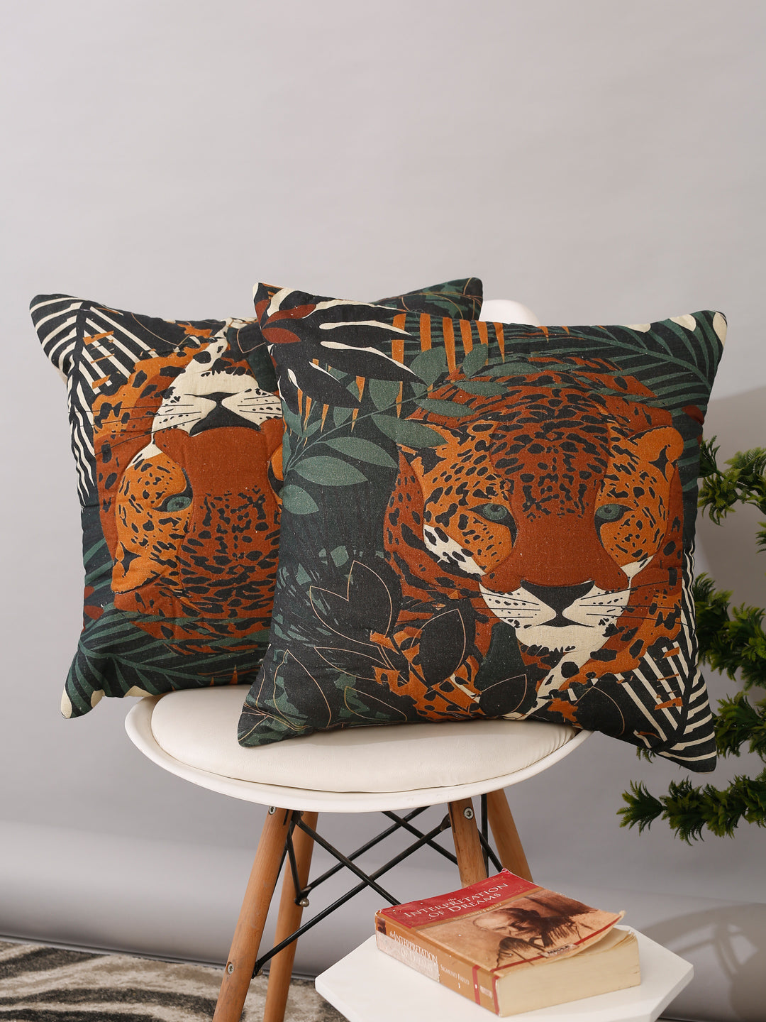 Animal Print Botanical Pillow Cover