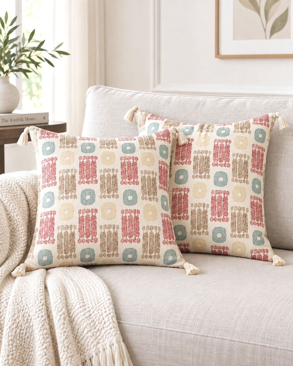 Coral Rhythm Tassel Cushion Covers – Set of 2