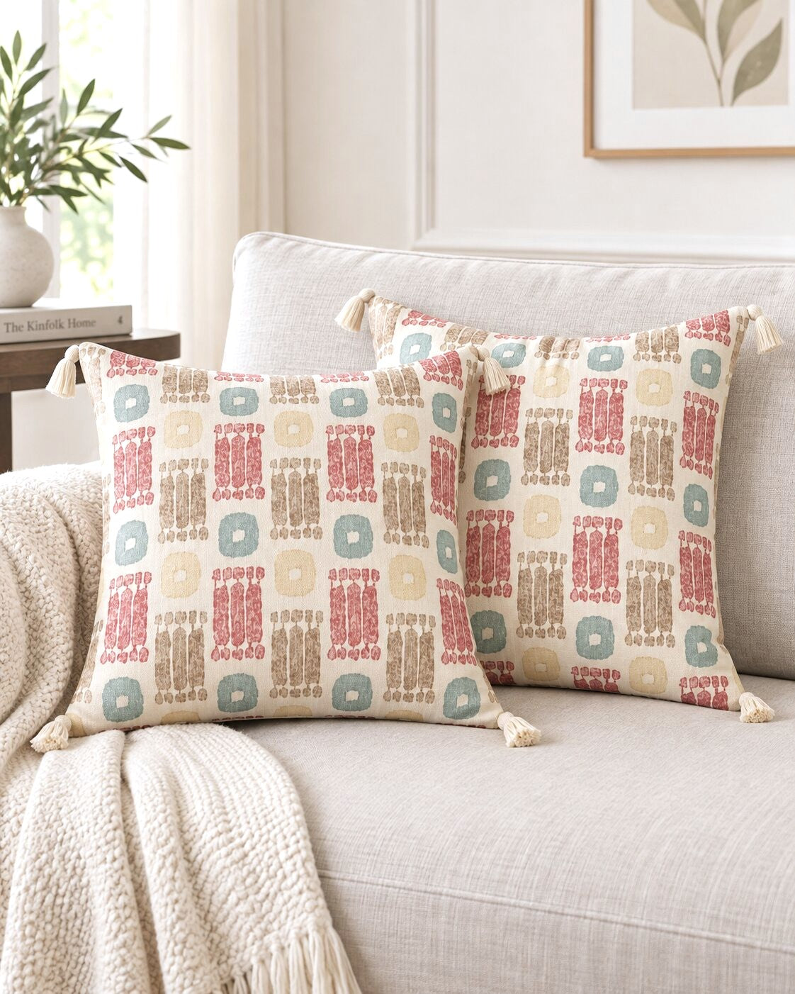 Coral Rhythm Tassel Cushion Covers – Set of 2