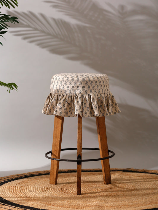 Natural cotton linen stool cover