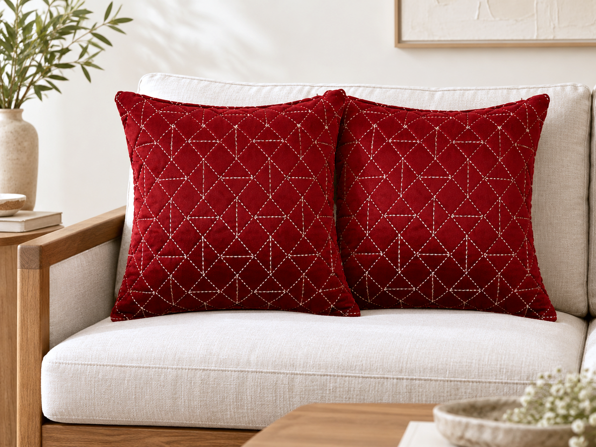 Embroidered Velvet Cushion Cover – Set of 2