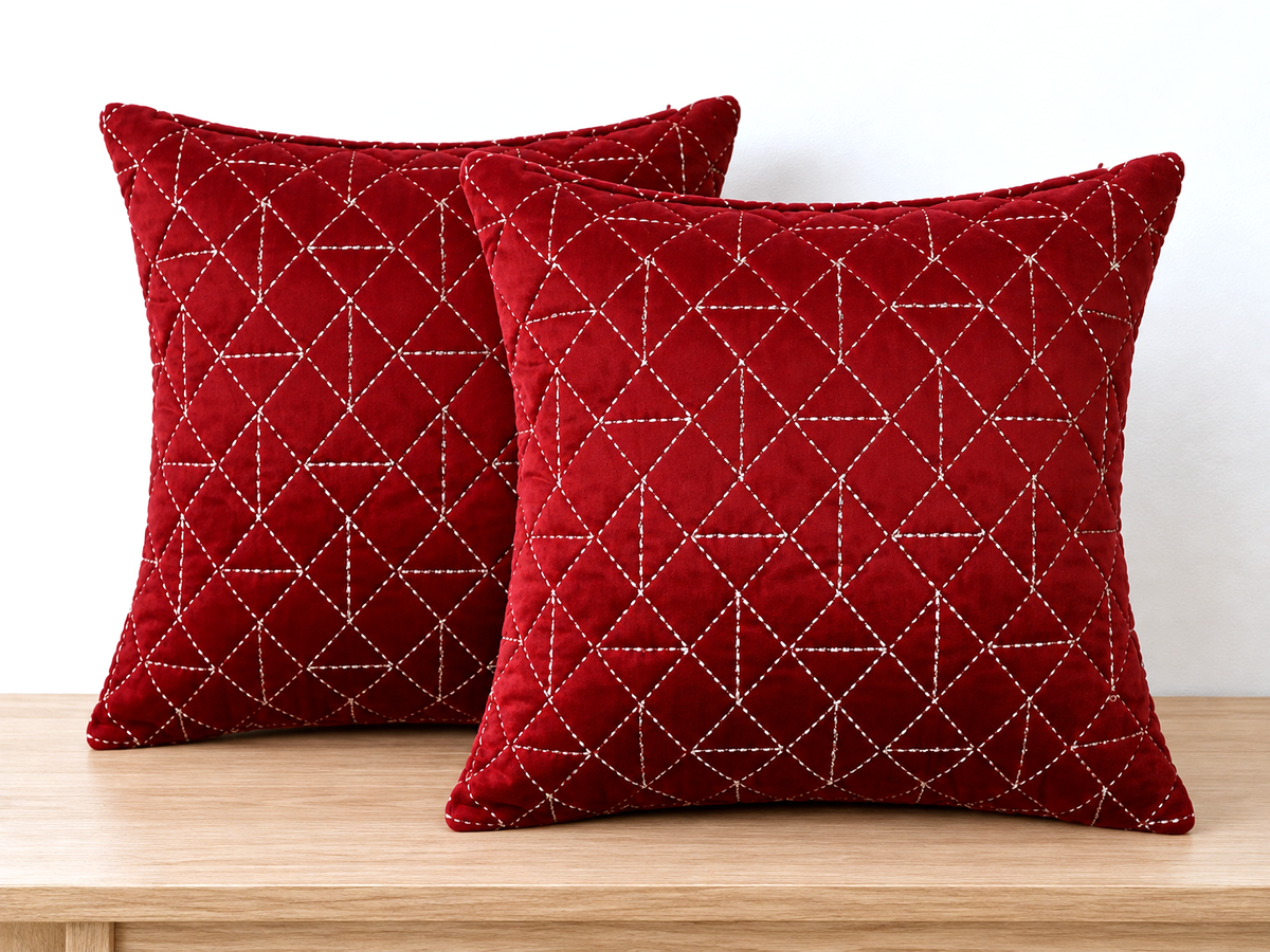 Embroidered Velvet Cushion Cover – Set of 2
