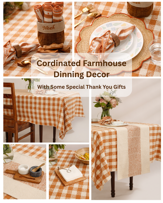Cordinated Rust Colored Farmhouse Dinning Decor Set