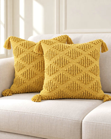 Mustard Pebble Cushion Cover – Set of 2