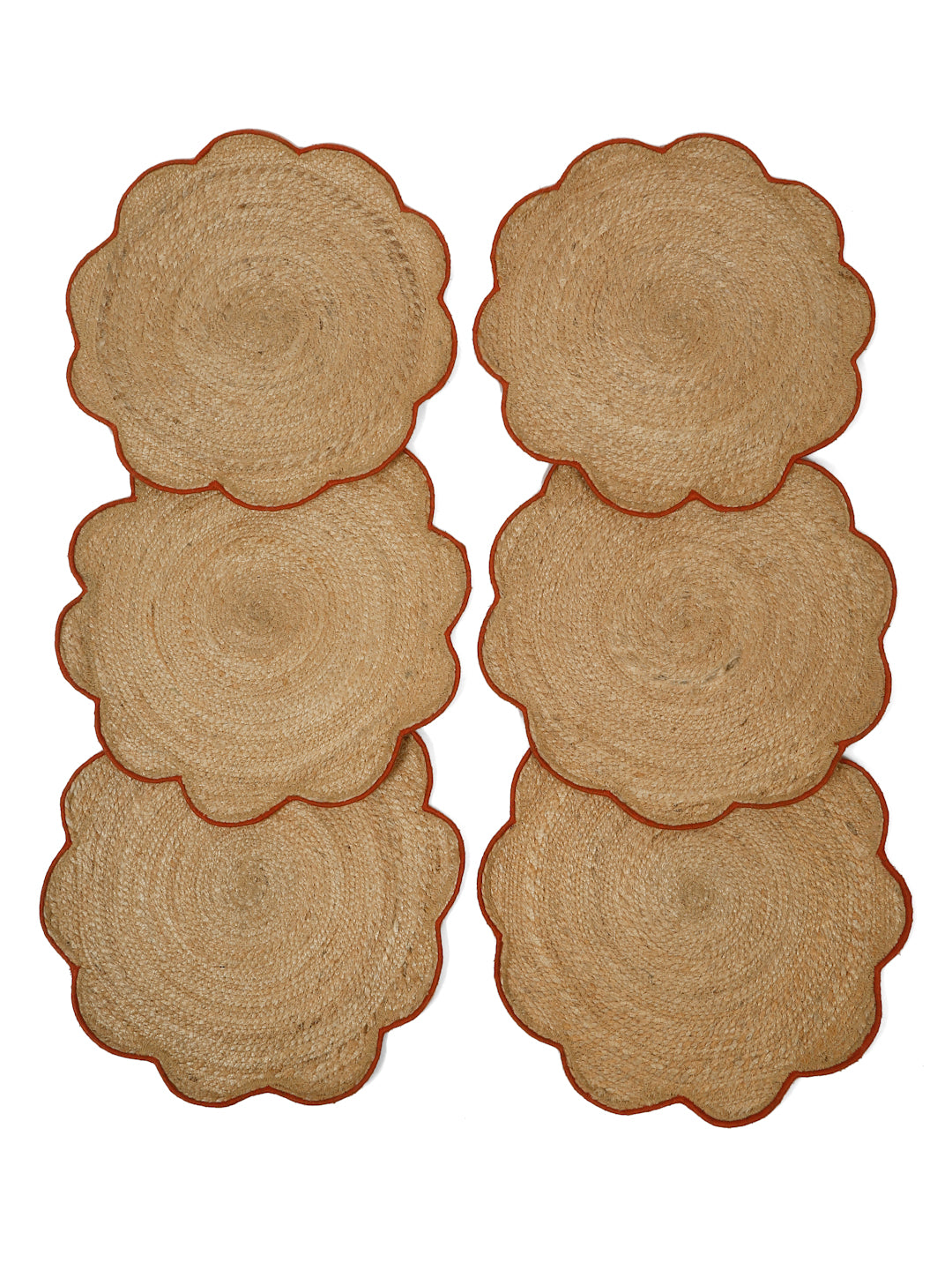 Set of 6 Natural Jute Placemat Sets for Dining Table