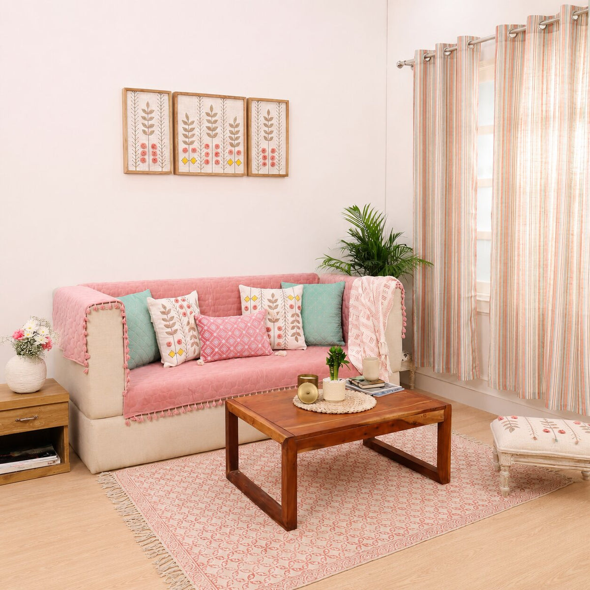Pastel Bloom Living Room Setup