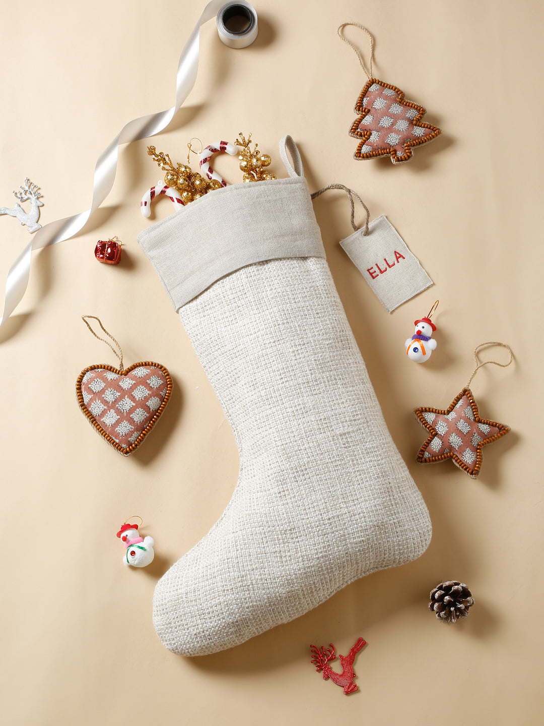 Hand woven checkered stocking