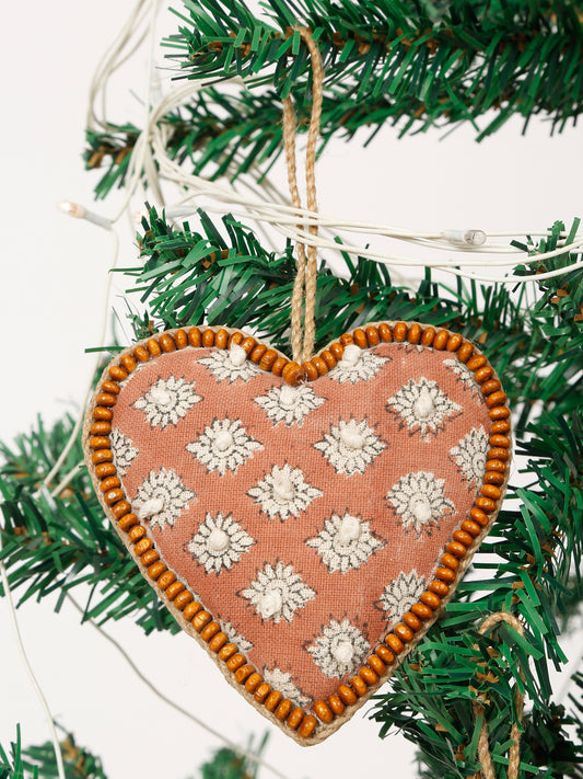 Rust block print Christmas tree hanging