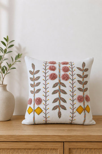 Roselle Garden Embroidered Cushion Cover – Set of 2