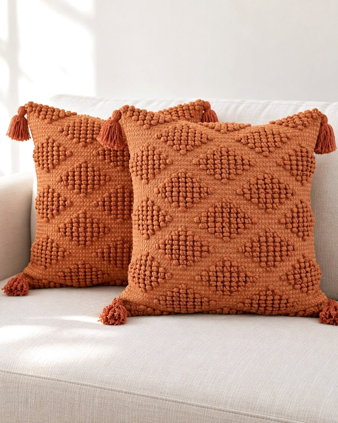 Rust Tuft Cushion Cover – Set of 2