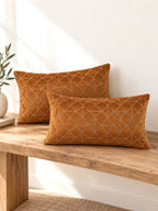 Terracotta Quilted Velvet Pillow Cover - Set of 2