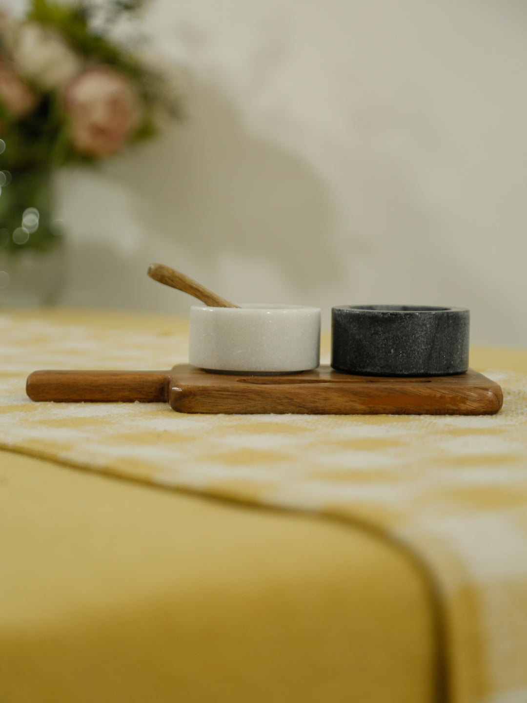 Yellow Checkered Cotton Boucle Table Runner