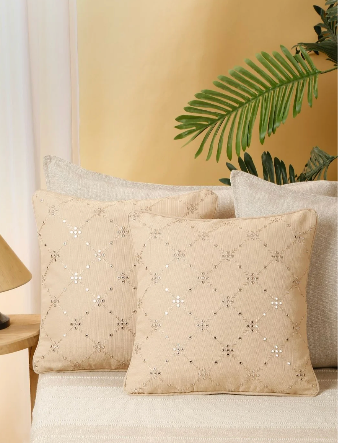 Aella Beige Cushion Cover