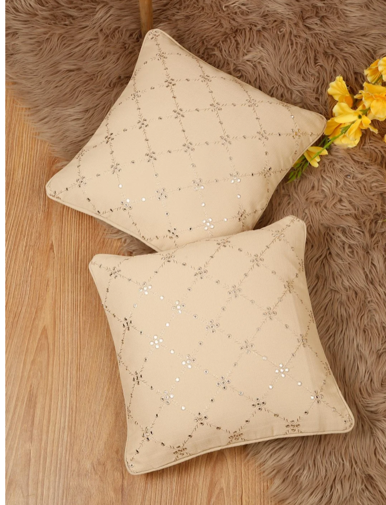 Aella Beige Cushion Cover