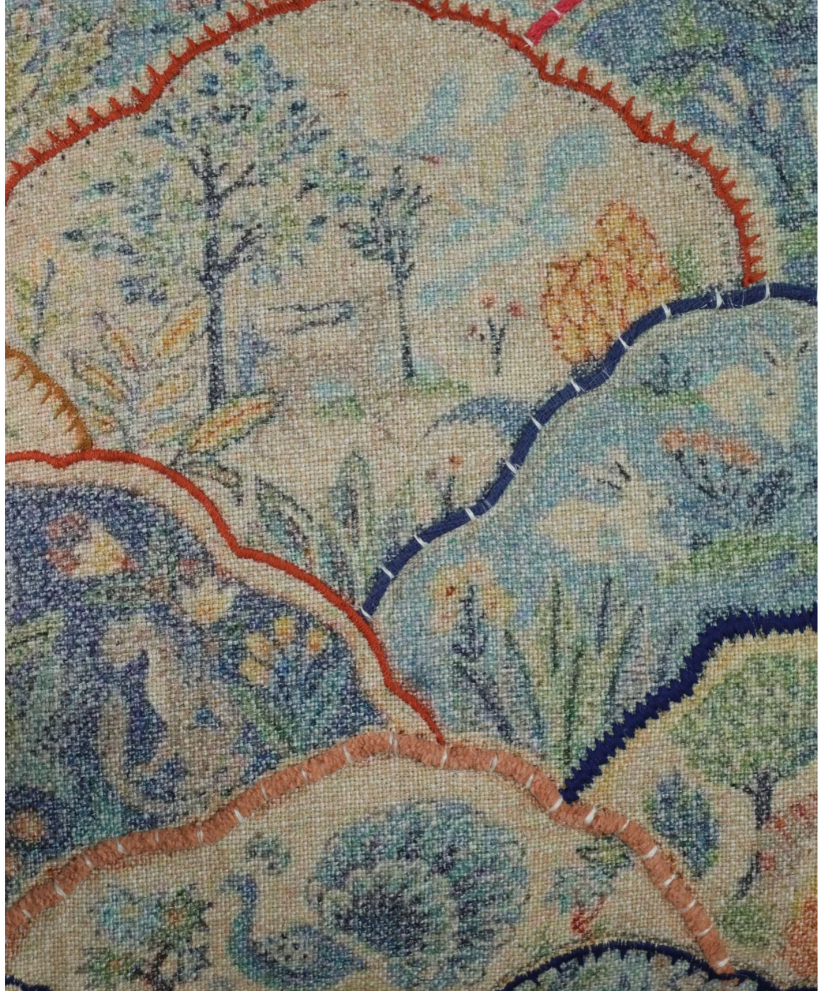 Mughal Garden Inspired Linen Pillow Cover