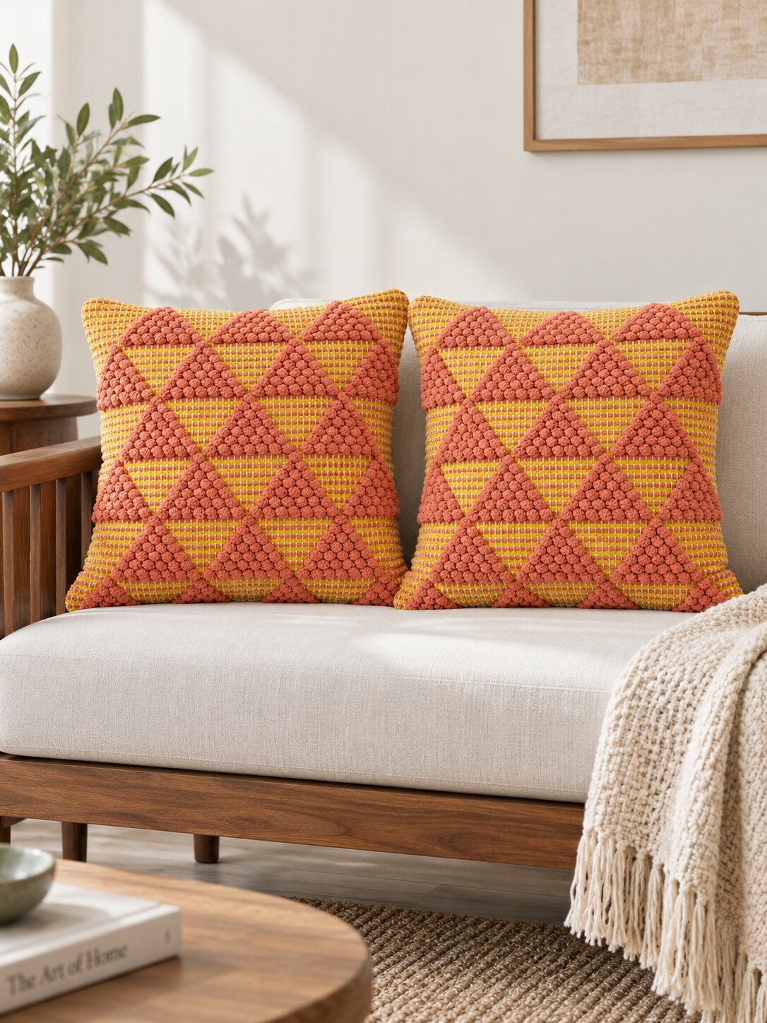 Coral Mosaic Pillow Cover Set of 2